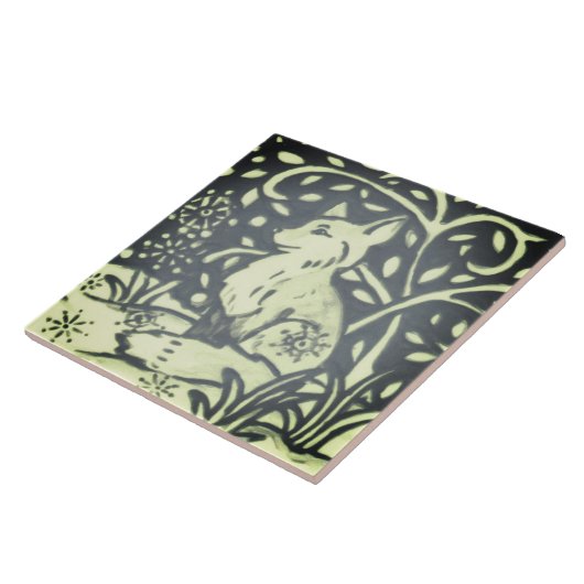 Carreau Ardoise gris vert renard neigeux hiver neige forêt (Côté)