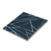 Carreau Argent bleu moderne géométrique (Côté)
