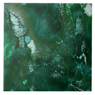 Carreau Argent brillant et marbre vert d'émeraude de