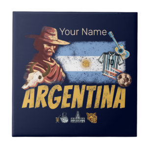 Carreau Argentine gaucho vintage avec drapeau de football