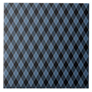 Carreau Argyle bleu noir blanc rayures motif diamant