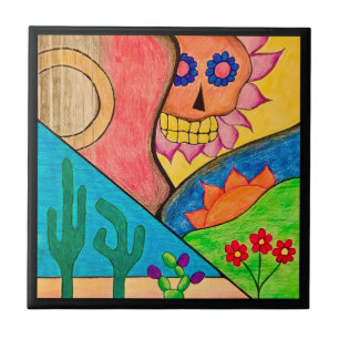 Carreau Arizona Desert Cactus Guitare Crâne