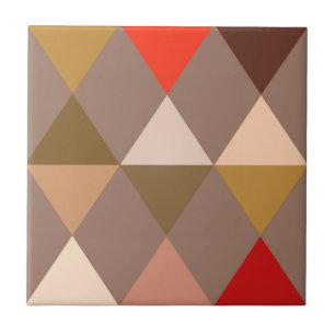 Carreau Arlequin / motif diamant - Taupe et Rouge