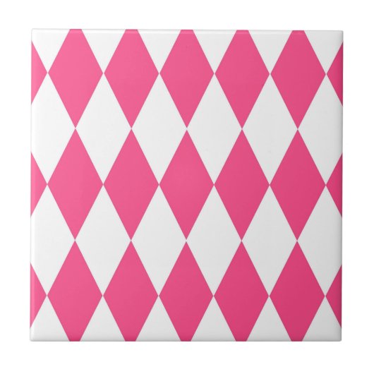 Carreau Arlequin rose blanc Diamants Checkers Design (Devant)