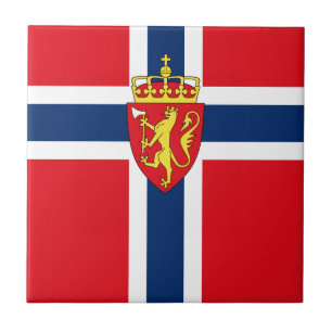 Carreau Armoiries de la Norvège sur le drapeau de la Norv
