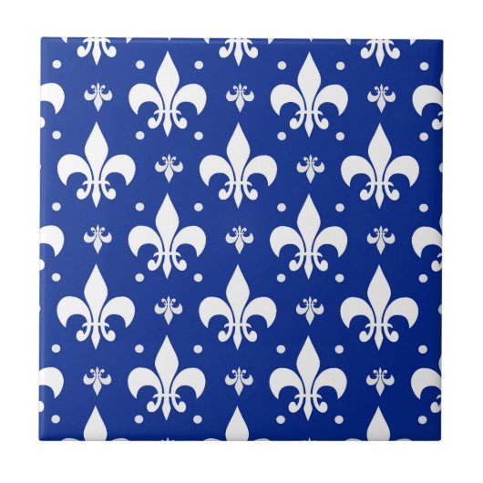 Carreau Arrière - plan bleu Fleur-de-lis Motif Design (Devant)