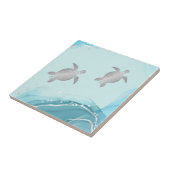 Carreau Arrière - plan d'encre bleue des tortues d'argent  (Côté)