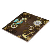 Carreau Arrière - plan en bois avec cheval de mer mécaniqu (Côté)