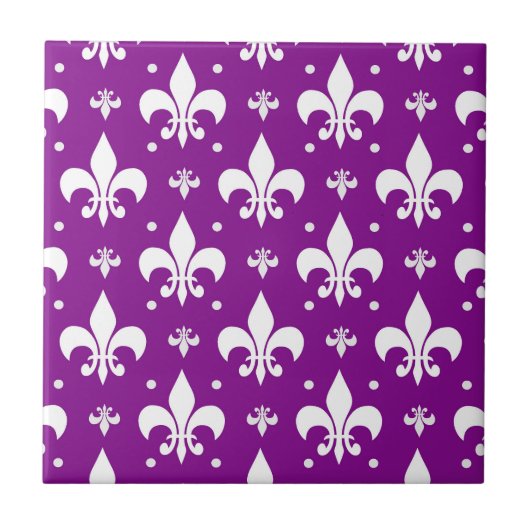Carreau Arrière - plan violet Fleur-de-lis Design Motif (Devant)