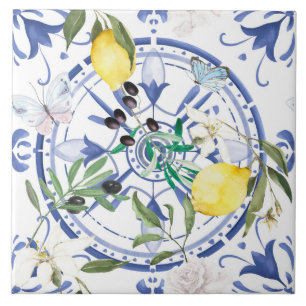 Carreau Arrondi, orné, tuile espagnole, méditerranéenne, c