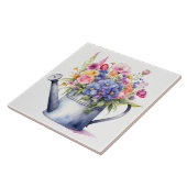 Carreau Arrosage aquarelle avec fleurs de jardin (Côté)