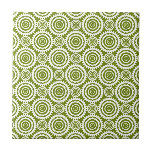 Carreau Art à motif géométrique vert olive et blanc modern (Devant)