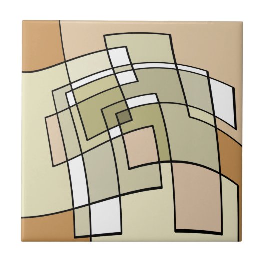 Carreau Art Abstrait Automnal Crème Pastel (Devant)