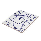 Carreau Art Abstrait Bleu Blanc Cercles Minimalisme (Côté)