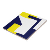 Carreau Art Abstrait Bleu foncé Jaune Blanc (Côté)