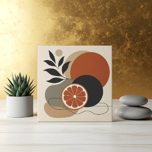 Carreau Art Abstrait Boho Moderne Orange et Terracotta Min