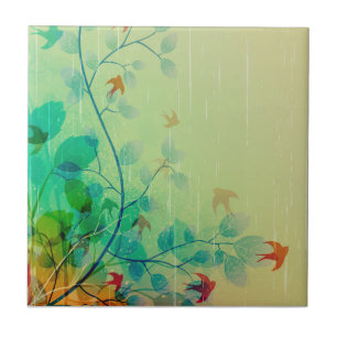 Carreau Art Abstrait Floral du printemps moderne