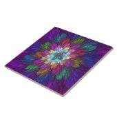 Carreau Art abstrait fractal de fleurs psychédéliques colo (Côté)