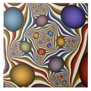 Carreau Art abstrait fractal moderne coloré qui s'envole