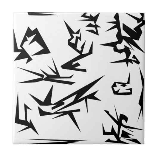 Carreau Art abstrait funky noir et blanc (Devant)