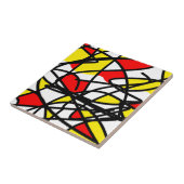 Carreau Art Abstrait Gras brillant Joyeux Rouge Jaune (Côté)