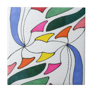 Carreau Art Abstrait inspiré d'un tourbillon couleurs vive