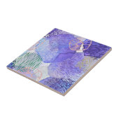 Carreau Art abstrait moderne bleu et violet (Côté)