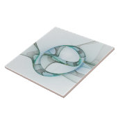 Carreau Art Abstrait moderne Fractal Bleu Turquoise Gris (Côté)