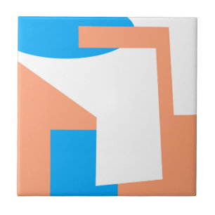 Carreau Art Abstrait Pastel Coral Lavender Bleu