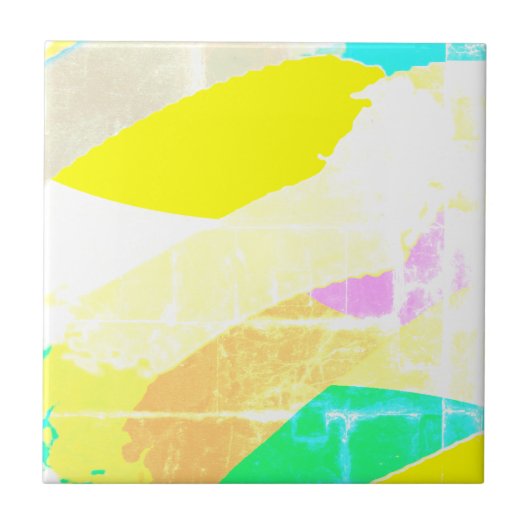 Carreau Art Abstrait Pastel Jaune lavé Effet (Devant)