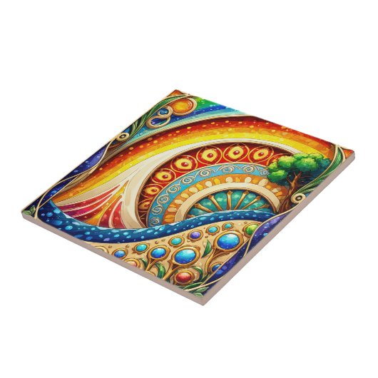 Carreau Art Abstrait radieux (Côté)