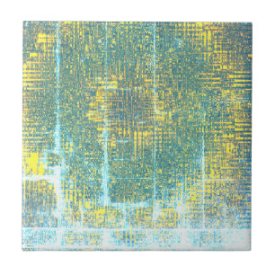 Carreau Art Abstrait Texture Jaune Pale Turquoise Bleu