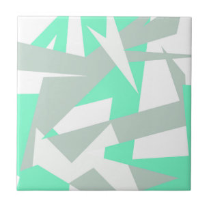 Carreau Art Abstrait Turquoise Gris Blanc Pastel