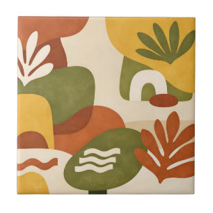 Carreau Art botanique abstrait boho