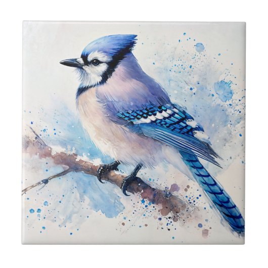 Carreau Art d'aquarelle Blue Jay (Devant)