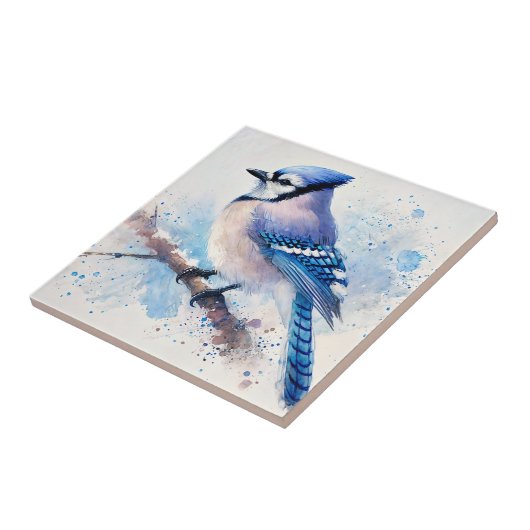 Carreau Art d'aquarelle Blue Jay (Côté)