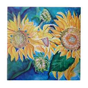 Carreau Art d'aquarelle de tournesol