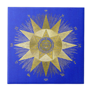 Carreau Art d'astrologie de la gerbe de soleil dorée mysti