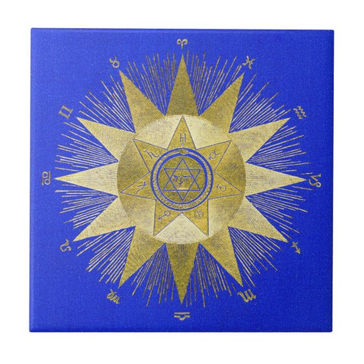 Carreau Art d'astrologie de la gerbe de soleil dorée mysti (Devant)