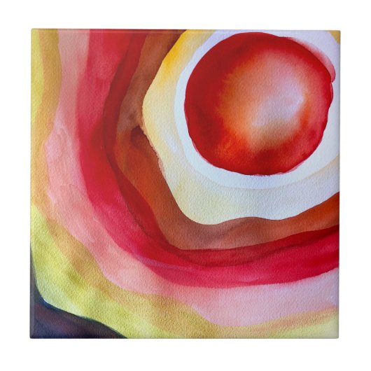 Carreau Art de coucher de soleil à l'aquarelle soleil (Devant)