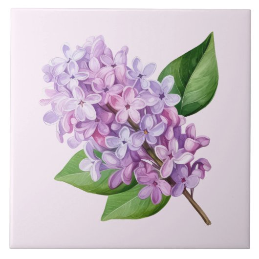 Carreau Art de fleur de lilas sur fond rose (Devant)