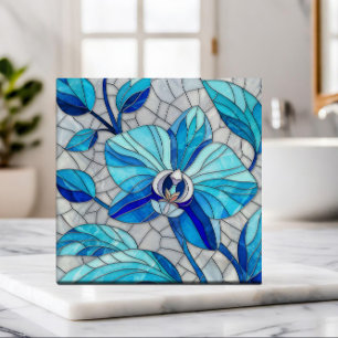 Carreau Art de la mosaïque de l'orchidée bleue