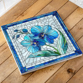 Carreau Art de la mosaïque de l'orchidée bleue