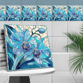 Carreau Art de la mosaïque de l'orchidée bleue