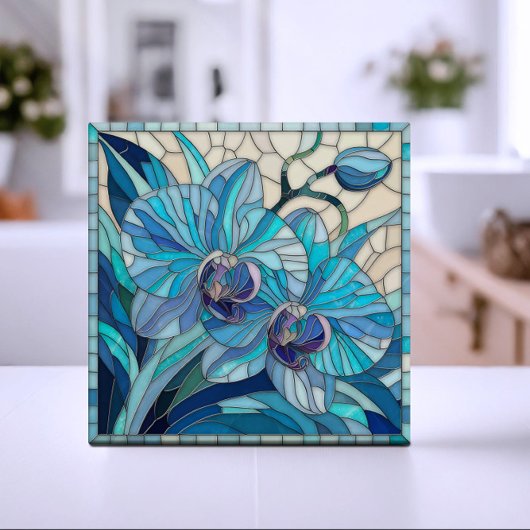 Carreau Art de la mosaïque de l'orchidée bleue