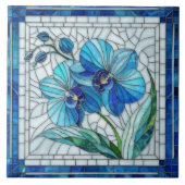 Carreau Art de la mosaïque de l'orchidée bleue (Devant)