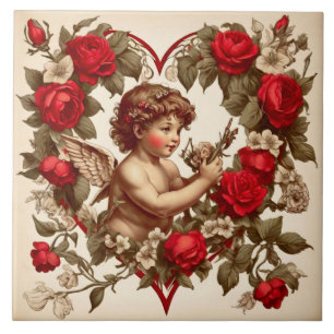 Carreau art de la Saint-Valentin vintage amour cupidon
