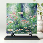 Carreau Art de l'aquarelle du Fleur sauvage lunaire<br><div class="desc">Apportez la beauté de la nature à l'intérieur avec notre tuile en céramique décorative fleurie! Ce design exquis capte l'essence sereine d'une prairie luxuriante et fleurie, avec un éventail de fleurs sauvages délicats dans des tons pastel doux. Les détails complexes des marguerites, des cosmos et autres fleurs vibrantes se dressent...</div>