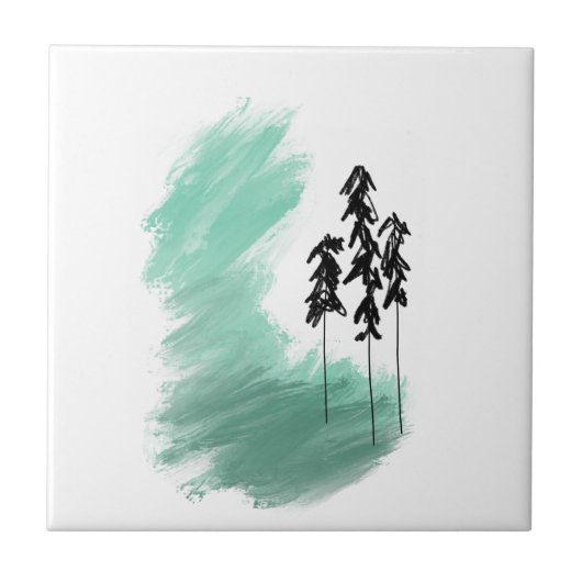 Carreau art de l'arbre vert scandinave simple moderne ment (Devant)