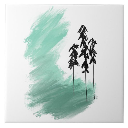 Carreau art de l'arbre vert scandinave simple moderne ment (Devant)